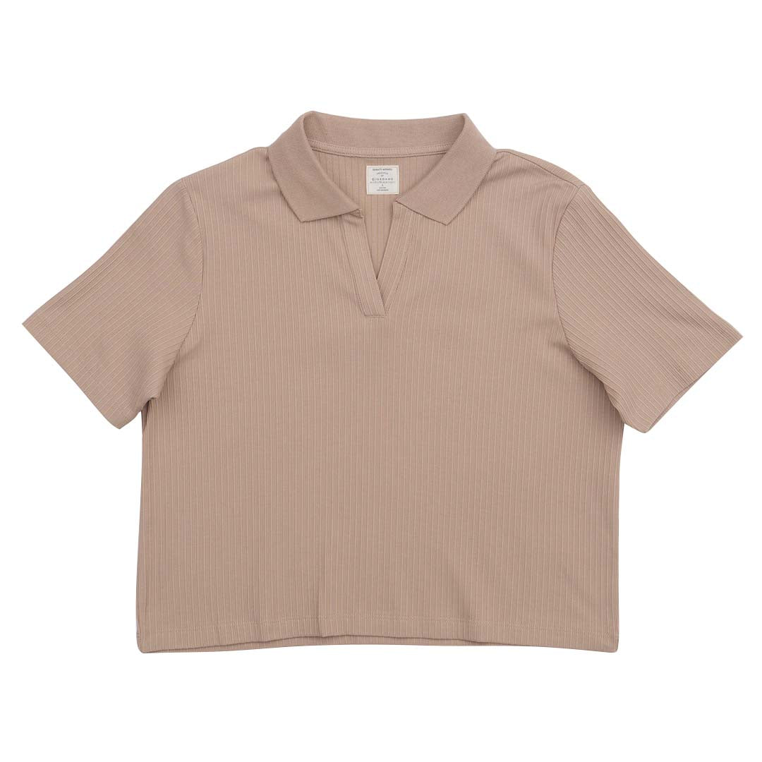 GIORDANO Women's Cotton Polyester Jacquard Rib Comfort Fit Polo (05315202)