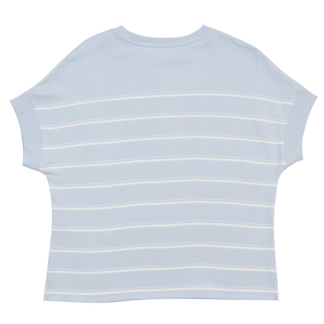 GIORDANO Women's Cotton Polyester Crew Neck Loose Fit Stripe Tee (05325269)