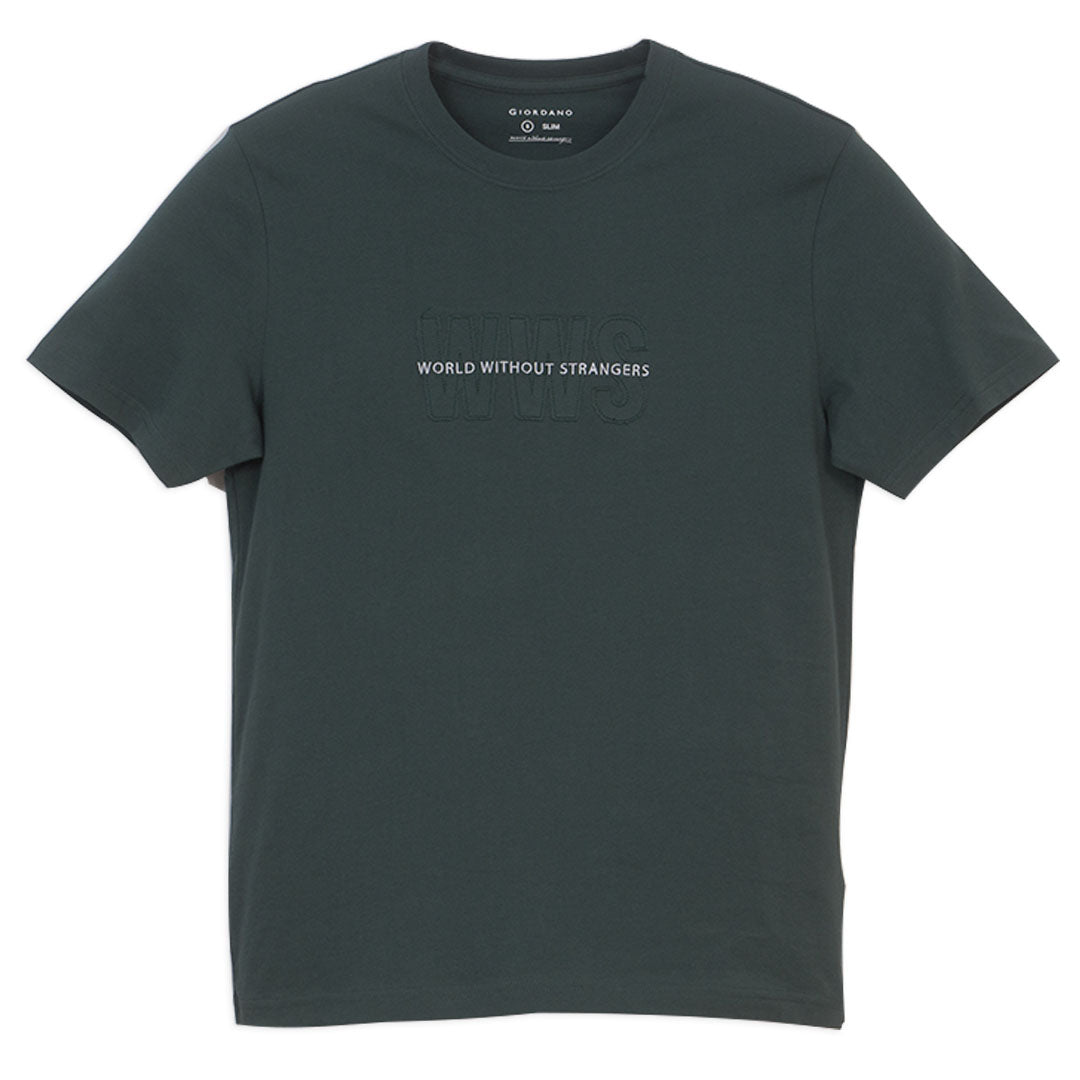 GIORDANO Men's Jersey Crew Neck Short Sleeves WWS Printed Tee (01096312)