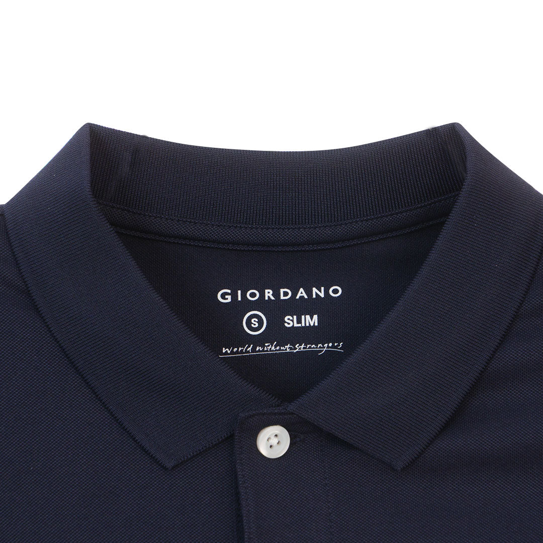 GIORDANO Men's Silk Blend Emblem Slim Fit Polo (01016293)