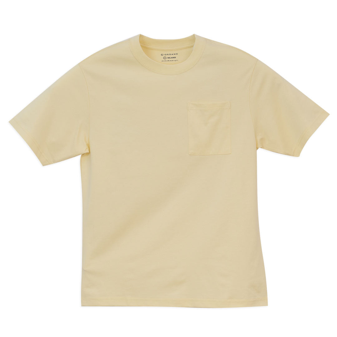 GIORDANO Men's Cotton Polyester Sorona Relax Fit Pocket Tee (01026222)