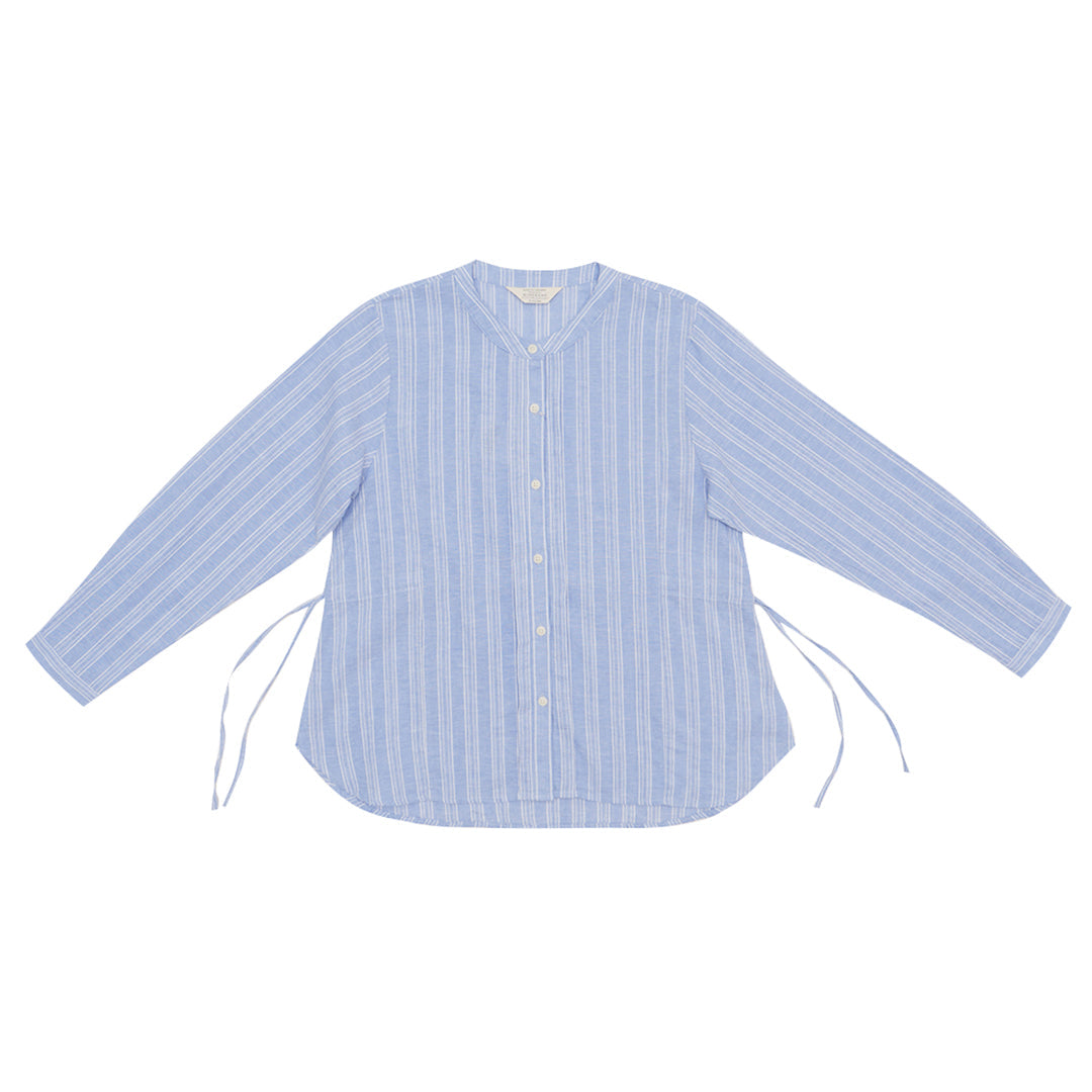 GIORDANO Women's Linen Cotton Dobby Stand Collar Long Sleeves Comfort Fit Shirt  (05345219)