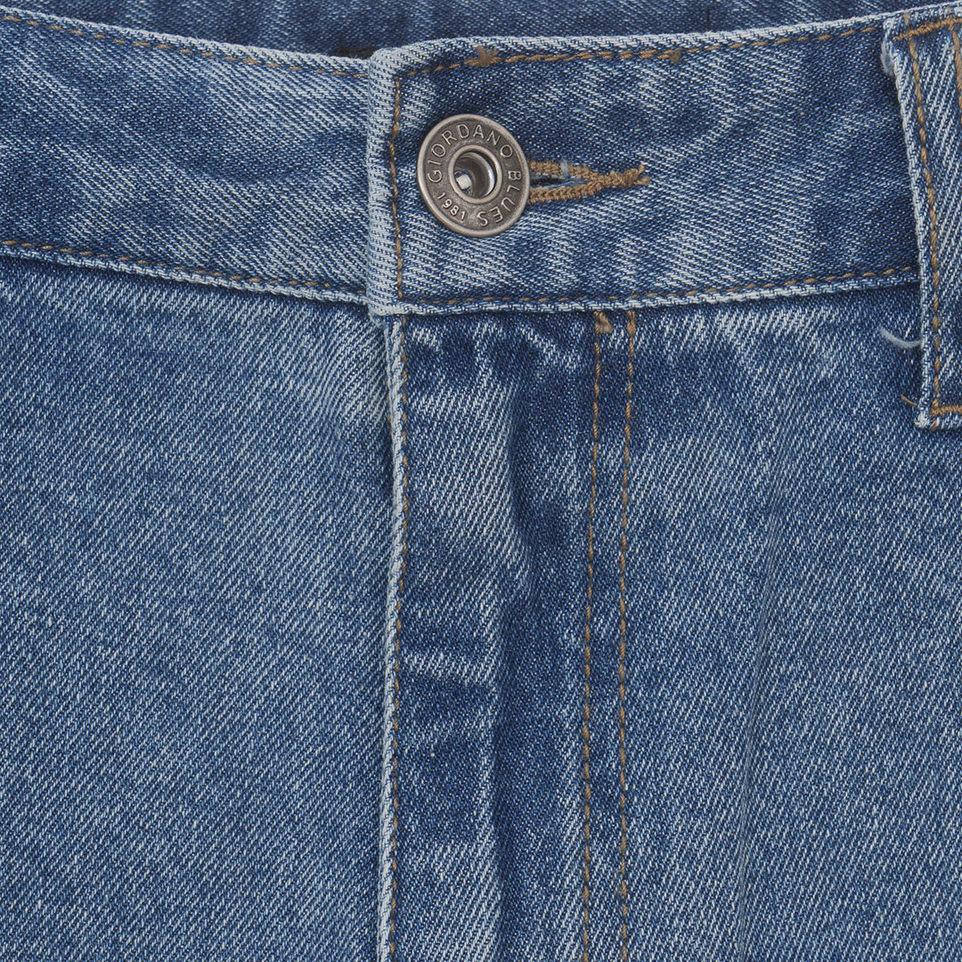 GIORDANO Men's Cotton Denim Mid Rise Relax Fit Shorts (01106210)