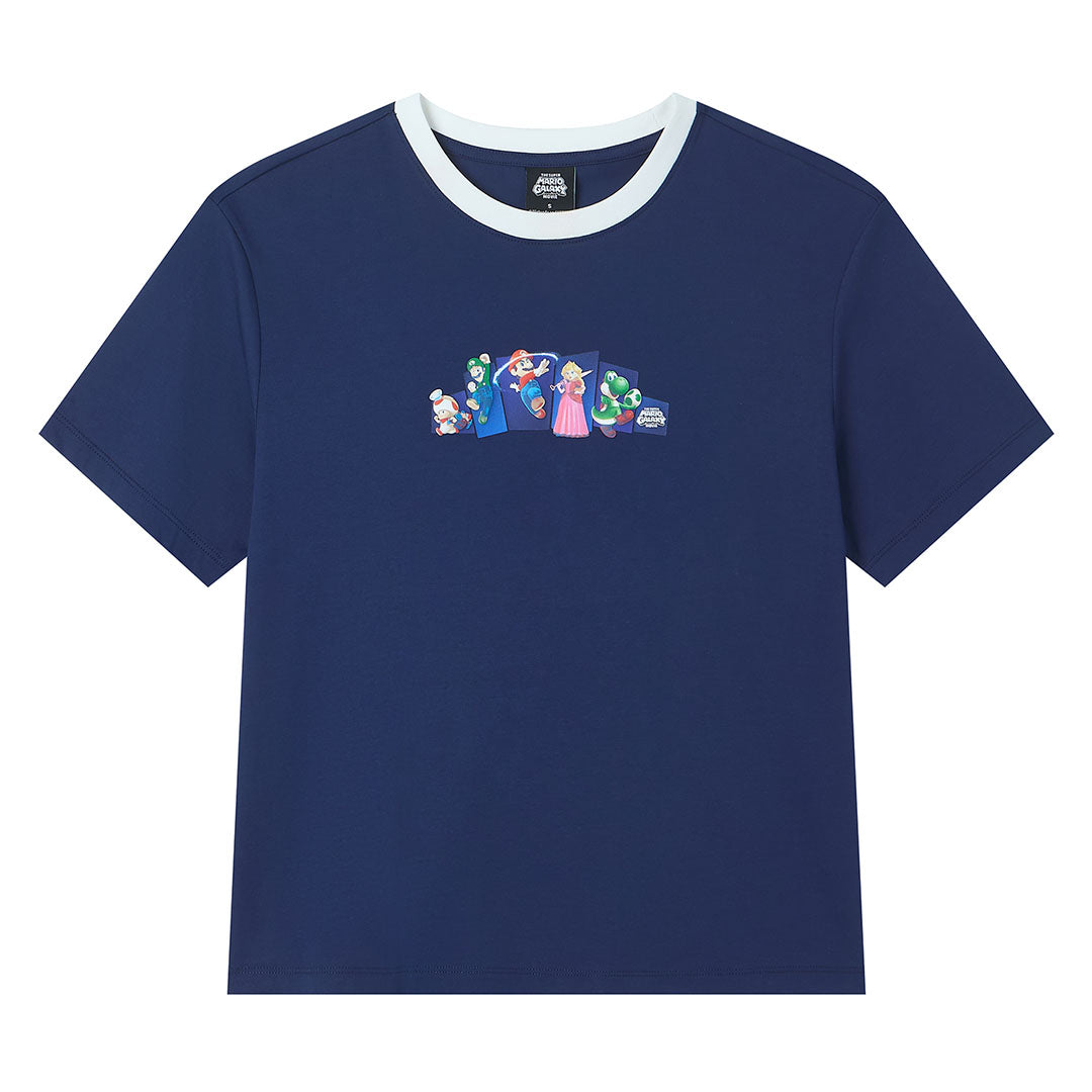GIORDANO Women's Super Mario Cotton Polyester Crew Neck Short Sleeve Boyfriend Print Tee (05396302)
