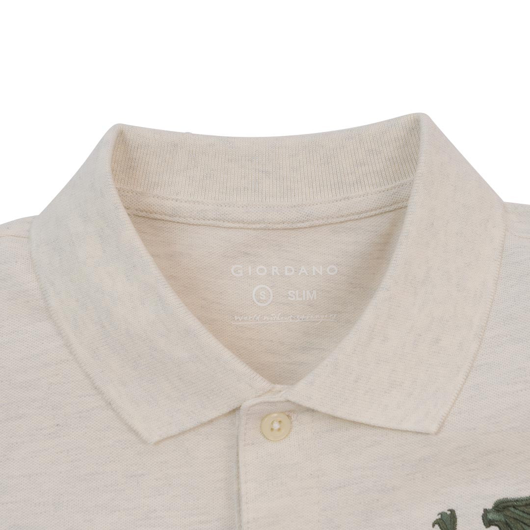 GIORDANO Men's 3D Lion Slim Fit Polo (01016221)