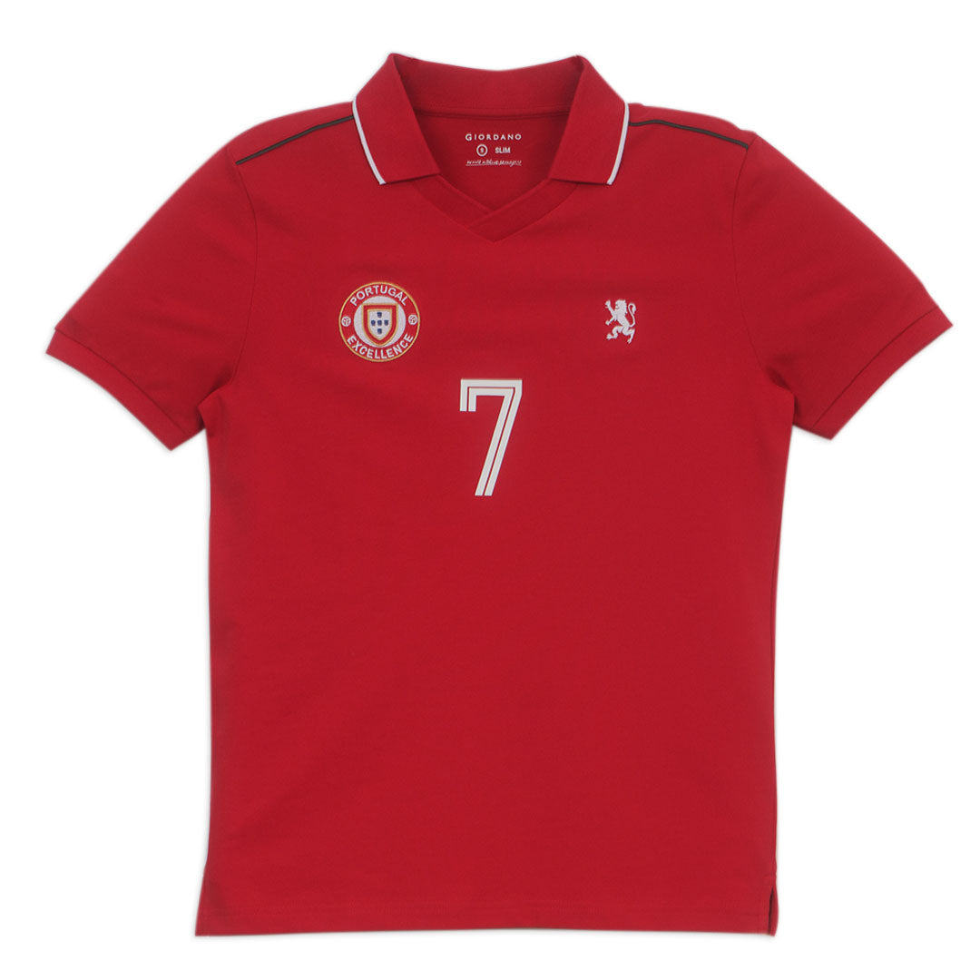 GIORDANO Men's Cotton Lycra Short Sleeve Embroidery World Cup Polo (01016184)