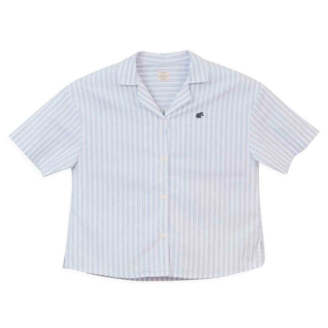 GIORDANO Women's Frog Stretch Oxford Notch Collar Short Sleeves Loose Fit Eco Soft Shirt (05346229)