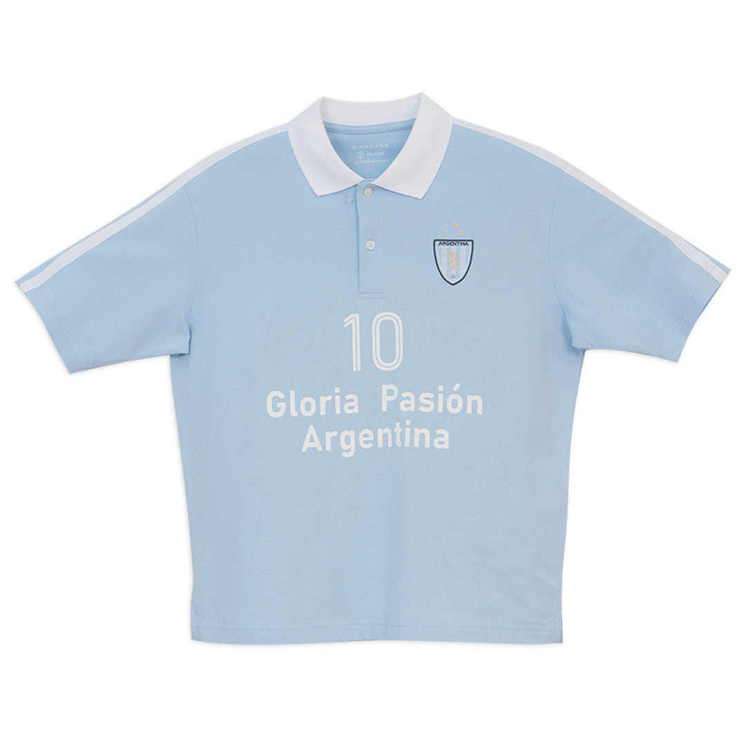 GIORDANO Men's Cotton Lycra Short Sleeve Embroidery World Cup (01016175)