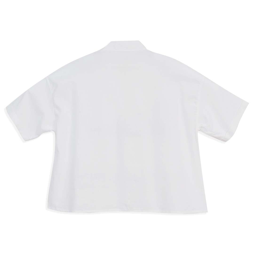 GIORDANO Women's Linen Cotton Poplin V-Neck Short Sleeves Loose Fit Front Placket Shirt (05346209)