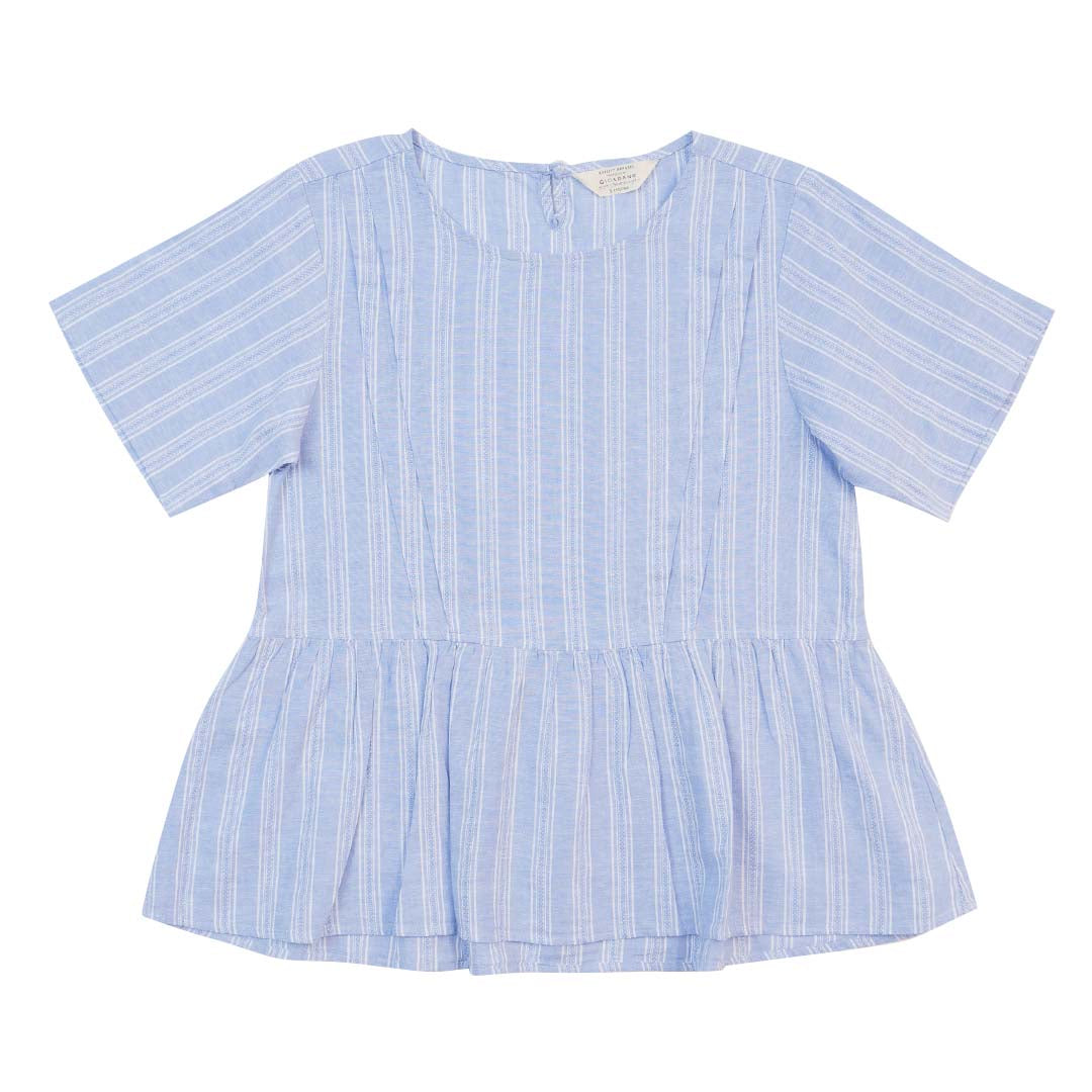 GIORDANO Women's Linen Cotton Dobby Round Neck Short Sleeves Comfort Fit Shirt (05345218)