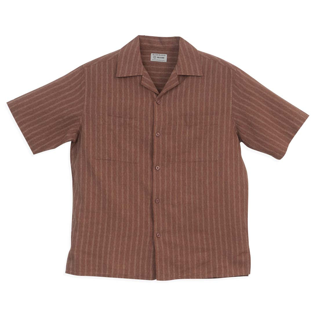 GIORDANO Men's Linen Cotton Poplin Short Sleeves Relax Fit  All Over Print Shirt  (01046216)