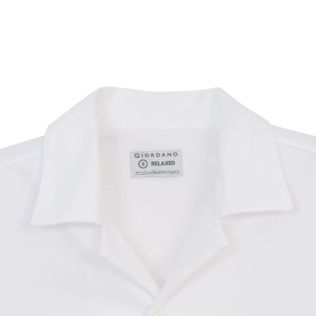 GIORDANO Men's Cotton Interlock Short Sleeves Relax Fit Embroidery Shirt (01046245)