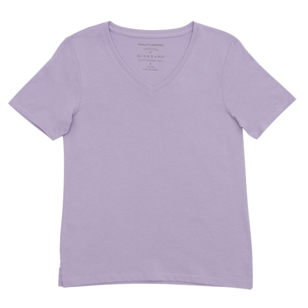 GIORDANO Women's Cotton Jersey V-Neck Tee  (05325248)