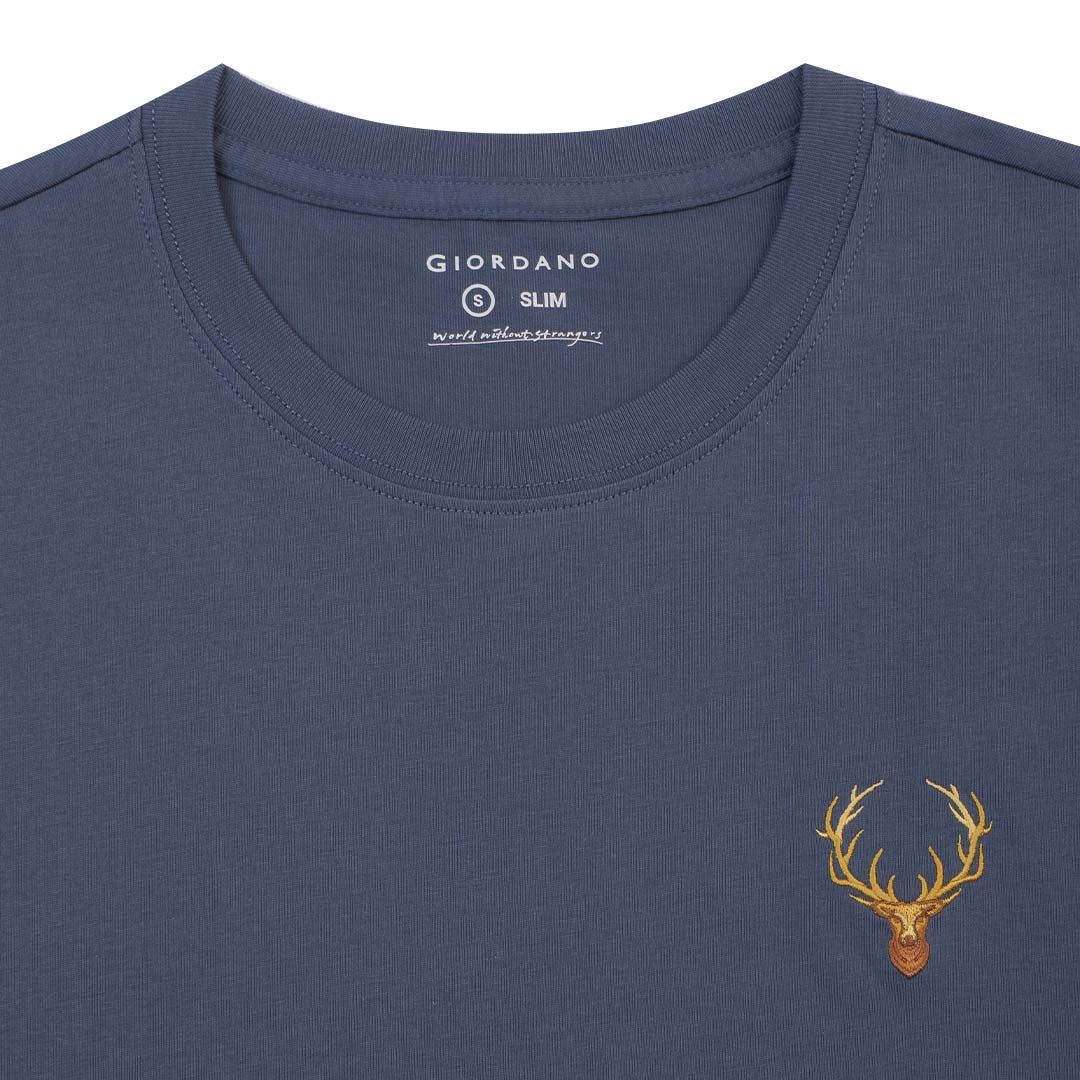 GIORDANO Men's Deer Head Crew Neck Tee (01025641)