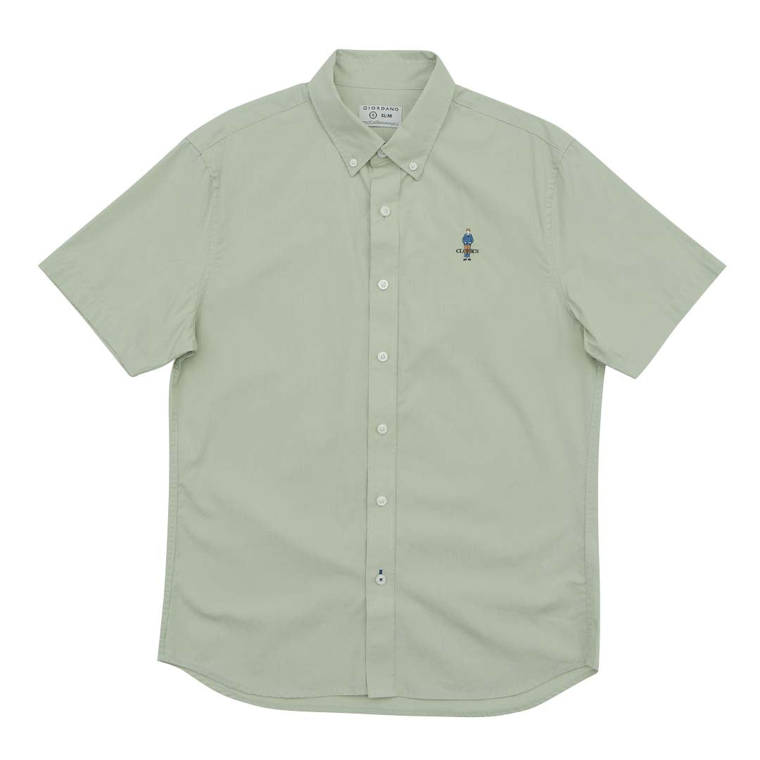 GIORDANO Men's Classic Man Cotton Poplin Short Sleeves Shirt (01045286)