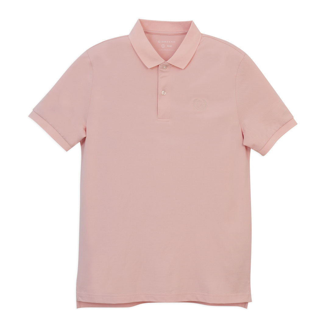 GIORDANO Men's Silk Blend Emblem Slim Fit Polo (01016293)