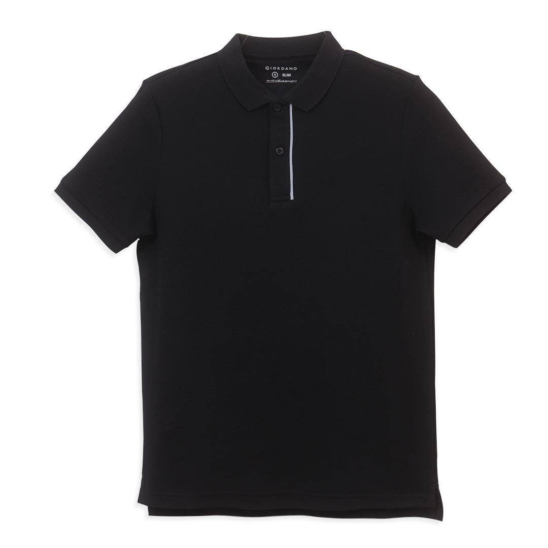 GIORDANO Men's Cotton Nylon Pique Slim Fit Solid Polo (01016275)
