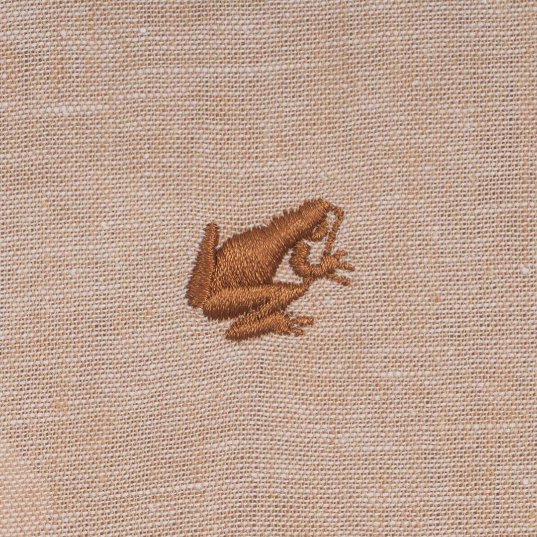 GIORDANO Men's Small Frog Linen Cotton Poplin Short Sleeves Slim Fit Shirt (01046210)