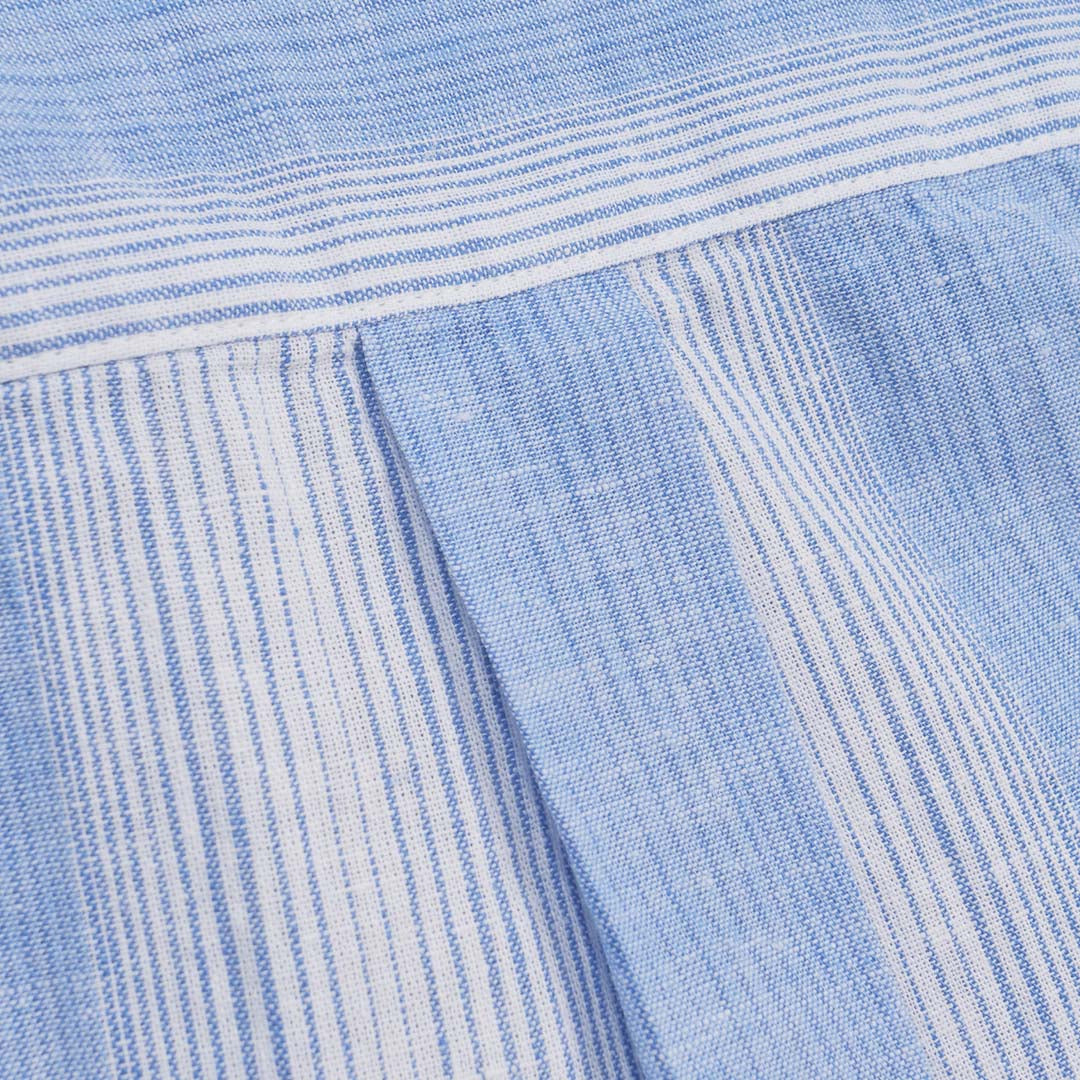 GIORDANO Men's Linen Cotton Poplin Short Sleeves Stripe Shirt (01046412)