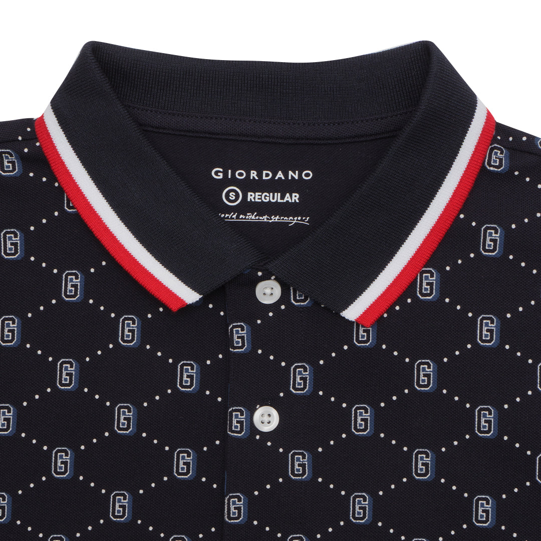 GIORDANO Men's Cotton Lycra All Over Print Polo (01015334)