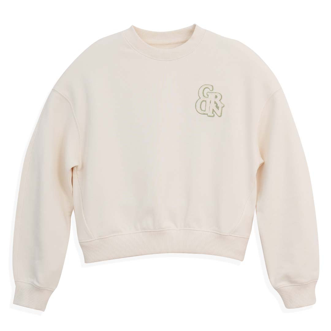 GIORDANO Women's Cotton Polyester French Terry Crew Neck Loose Fit Pullover (05325617)