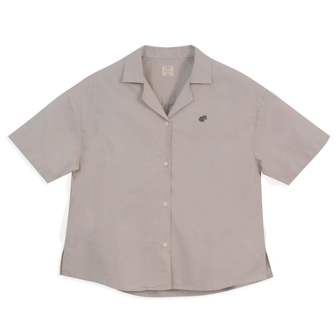 GIORDANO Women's Frog Stretch Oxford Notch Collar Short Sleeves Loose Fit Eco Soft Shirt (05346228)