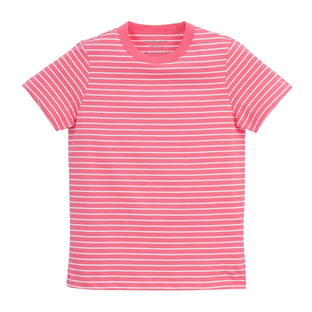 GIORDANO Women's Cotton Jersey Crew Neck Comfort Fit Stripe Tee (05326376)