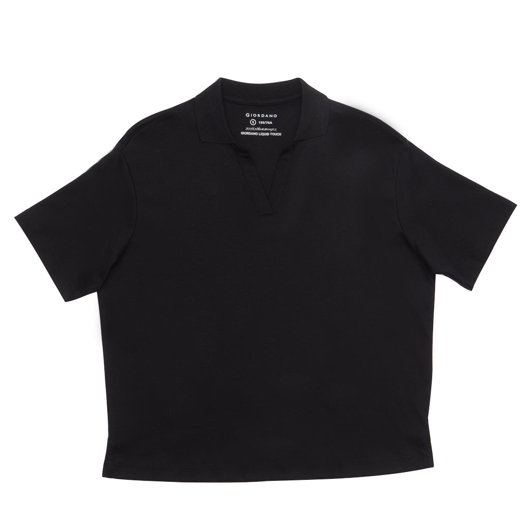 GIORDANO Women's Liquid Touch V-Neck Boyfriend Fit Polo (05315378)