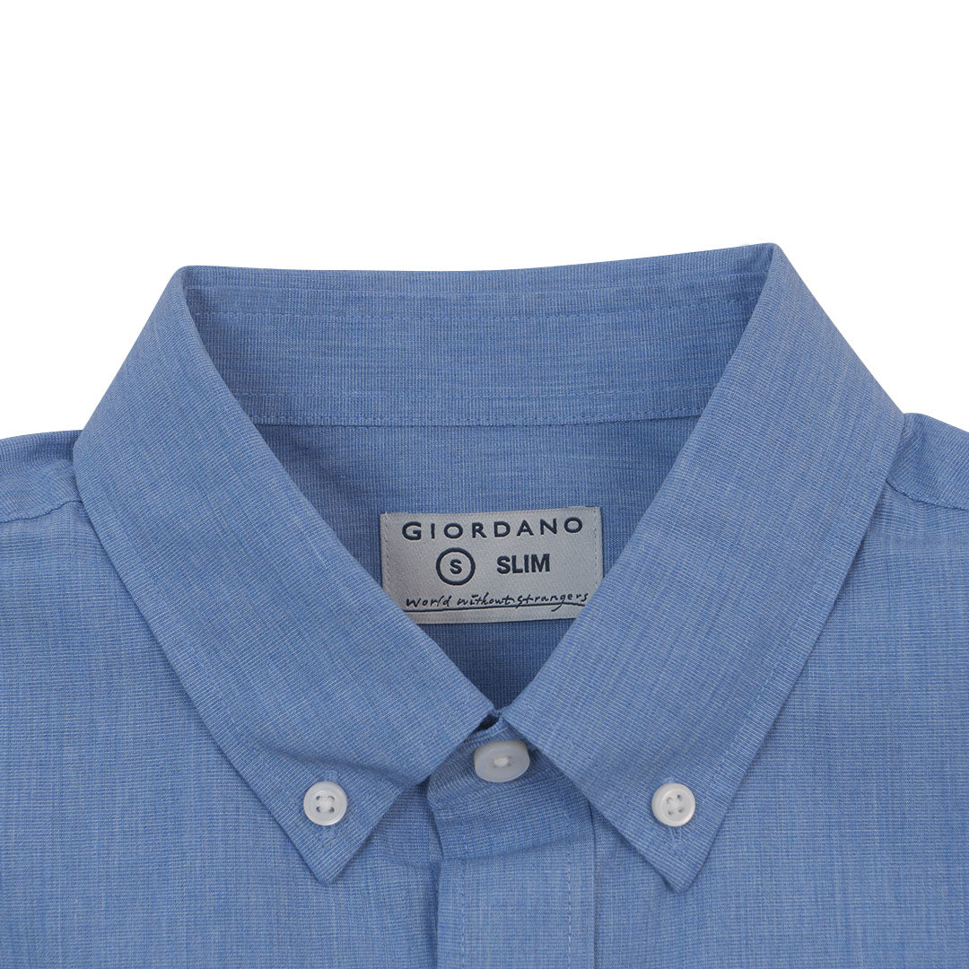 GIORDANO Men's Cotton Poplin Short Sleeves Slim Button Front Shirt (01046243)