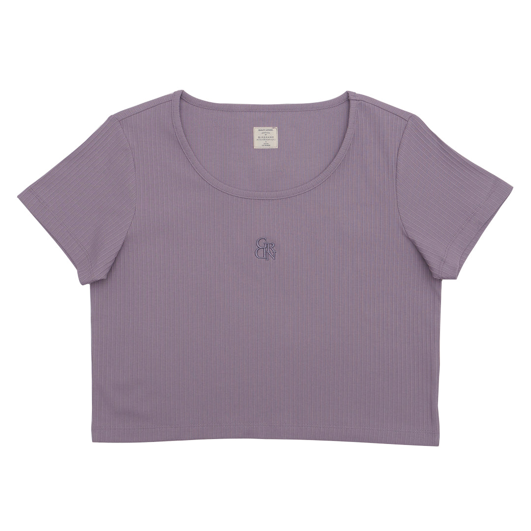 GIORDANO Women's Sorona Jacquard Rib U-Neck Comfort Fit Tee (05325227)