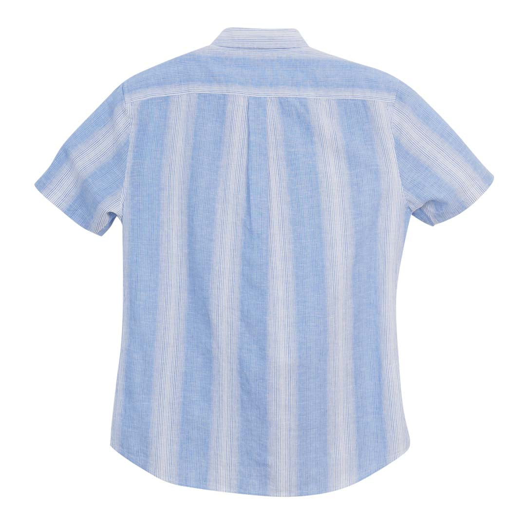GIORDANO Men's Linen Cotton Poplin Short Sleeves Stripe Shirt (01046412)