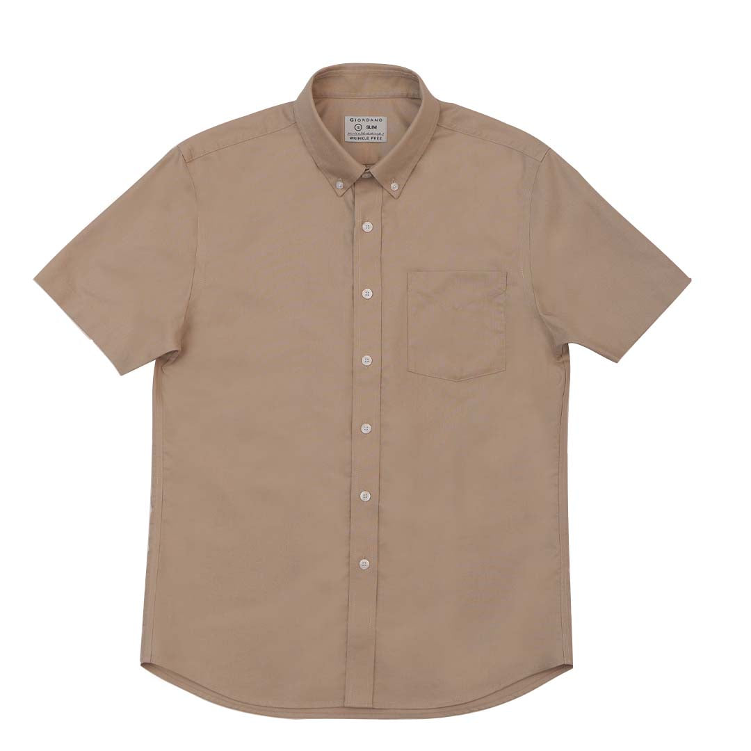 GIORDANO Men's Cotton Wrinkle Free Short Sleeves Oxford Shirt  (01045208)