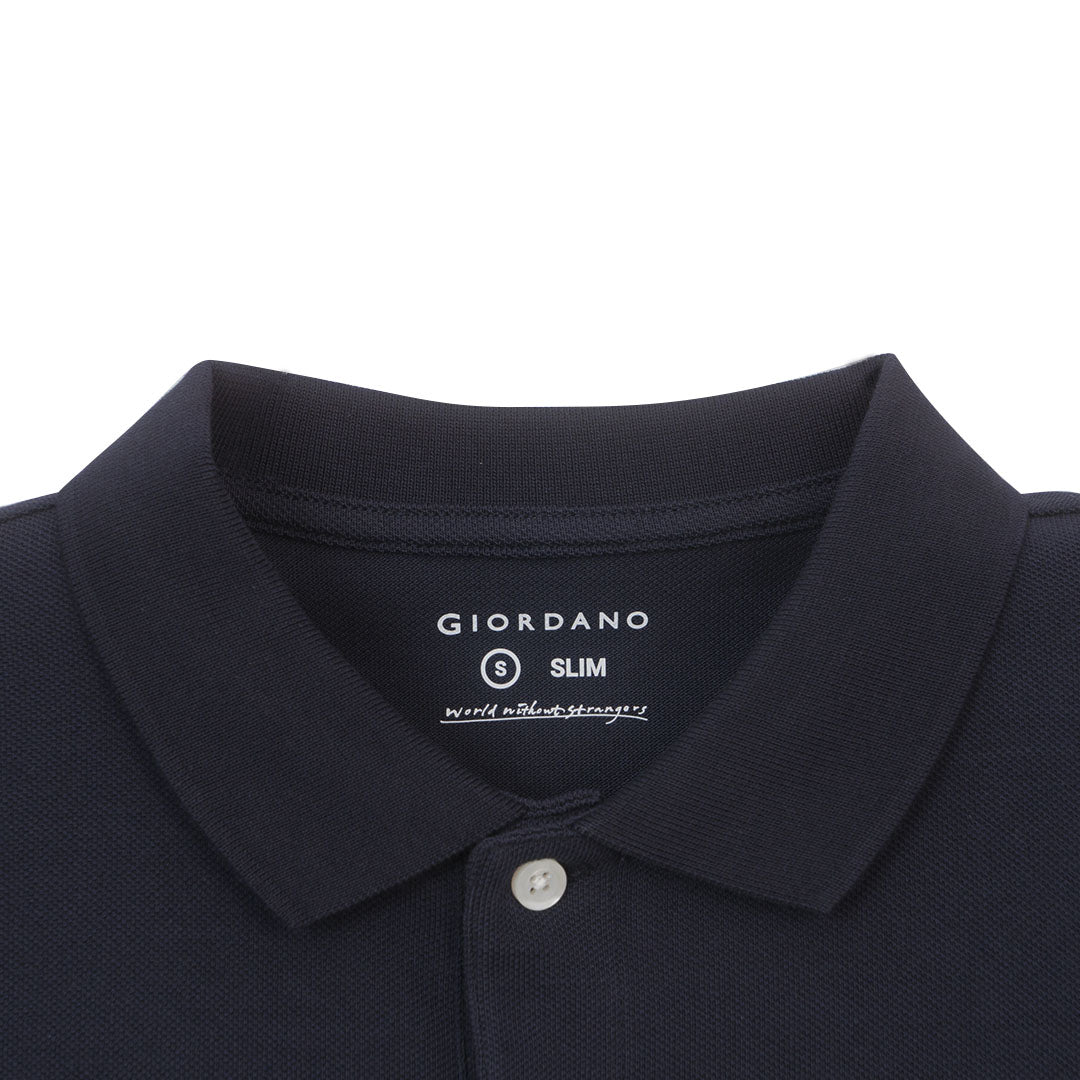 GIORDANO Men's Cotton Pique Slim Fit Stripe Polo (01016230)