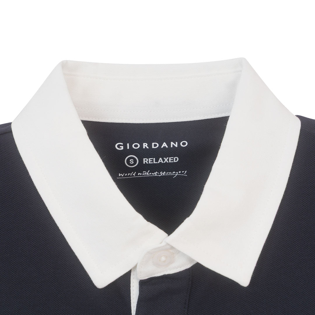 GIORDANO Men's Cotton Lycra Pique Relax Fit Embroidery Bold Polo (01016194)