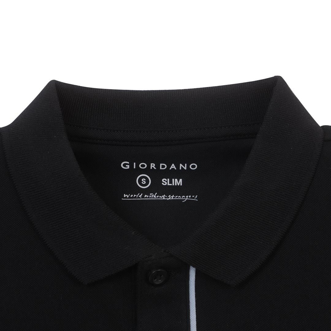GIORDANO Men's Cotton Nylon Pique Slim Fit Solid Polo (01016275)
