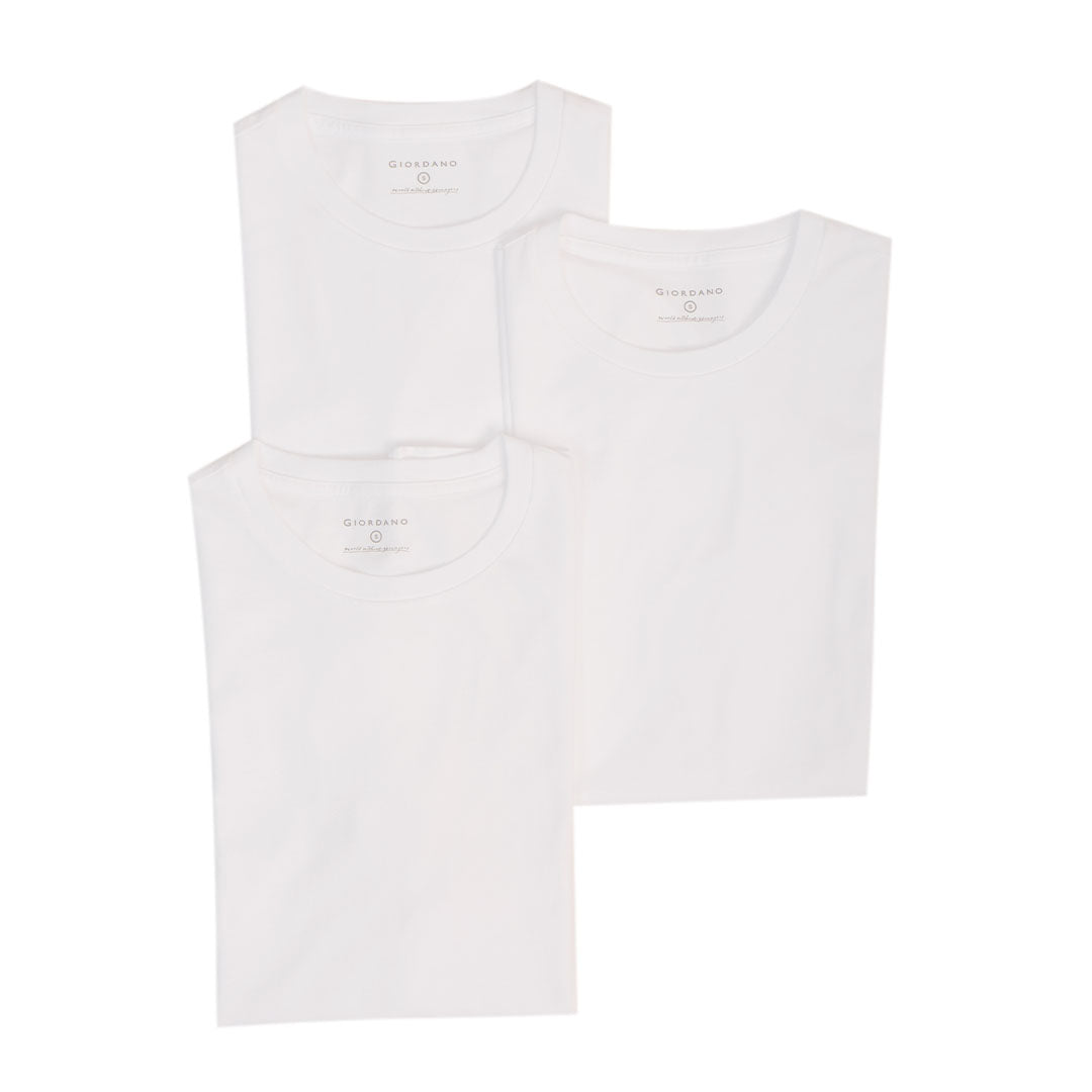 GIORDANO Men's 3-in-a-Pack Cotton Jersey Crew Neck Slim Tee (01246104)