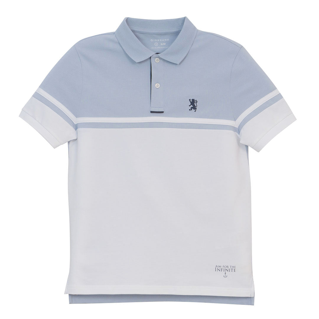 GIORDANO Men's Cotton Lycra Pique Short Sleeve Embroidery Bold Polo (01016191)