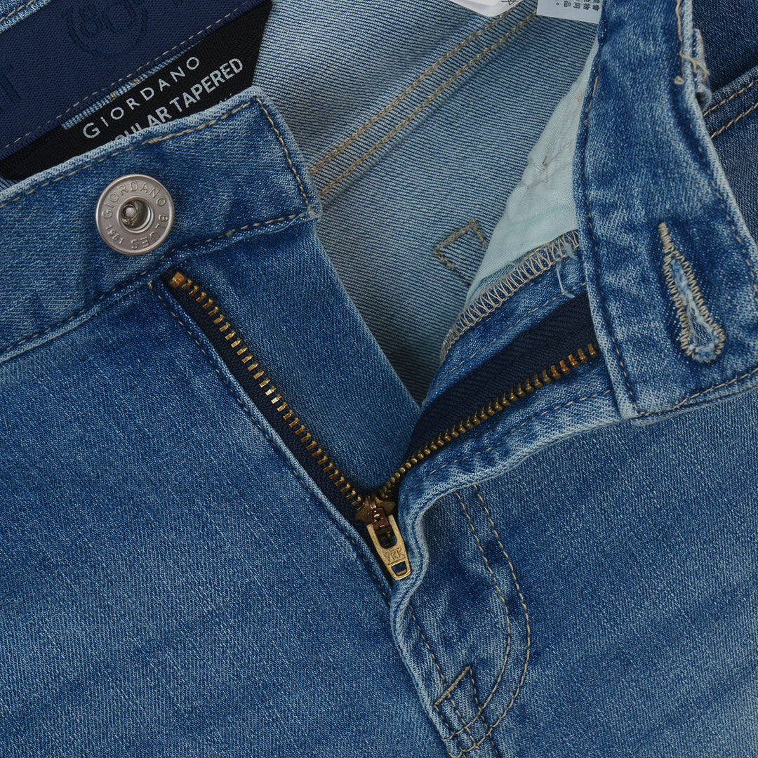 GIORDANO Men's Cotton Spandex Denim Mid Rise Regular Fit Jeans (01115050)