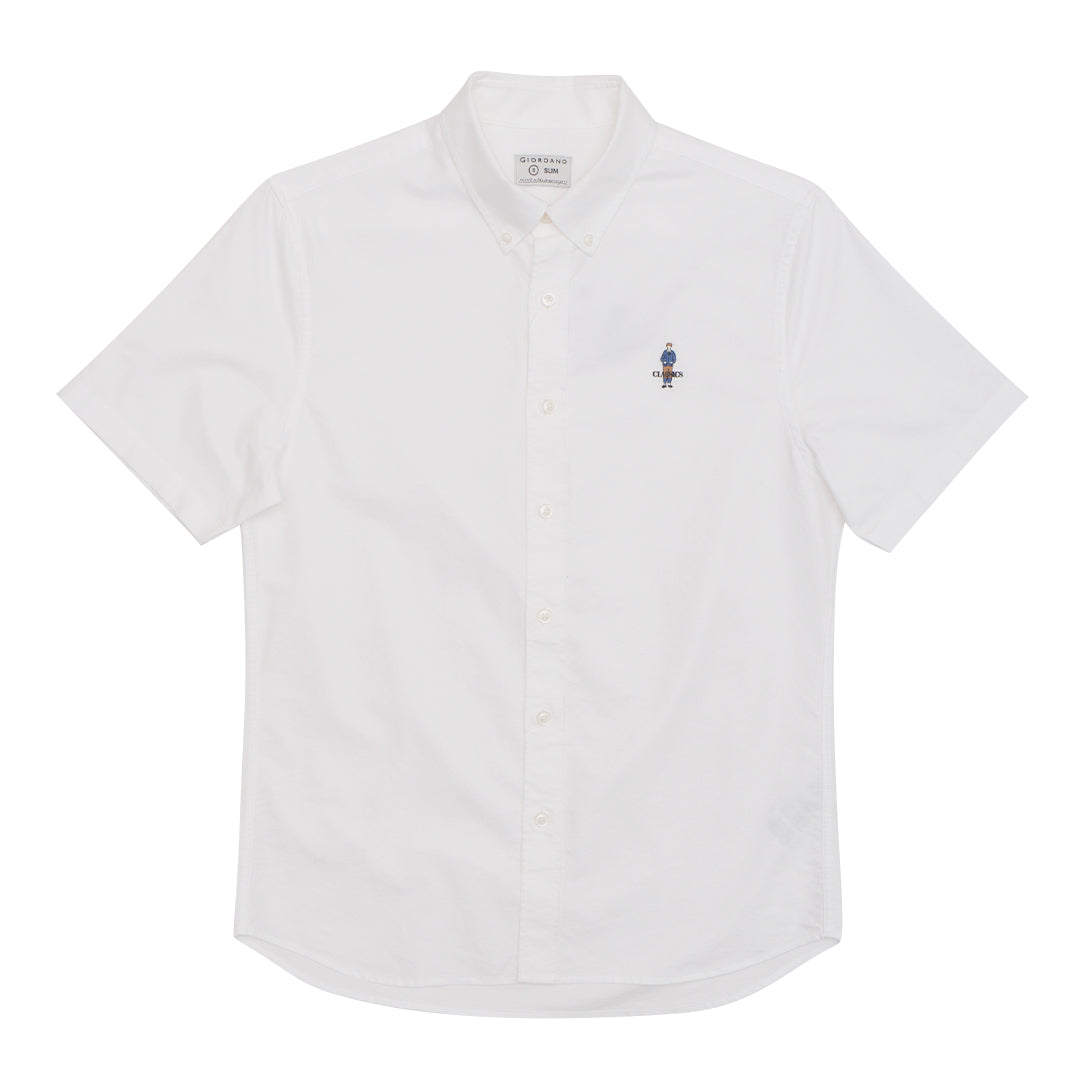 GIORDANO Men's Classic Man Short Sleeves Oxford Shirt (01045294)