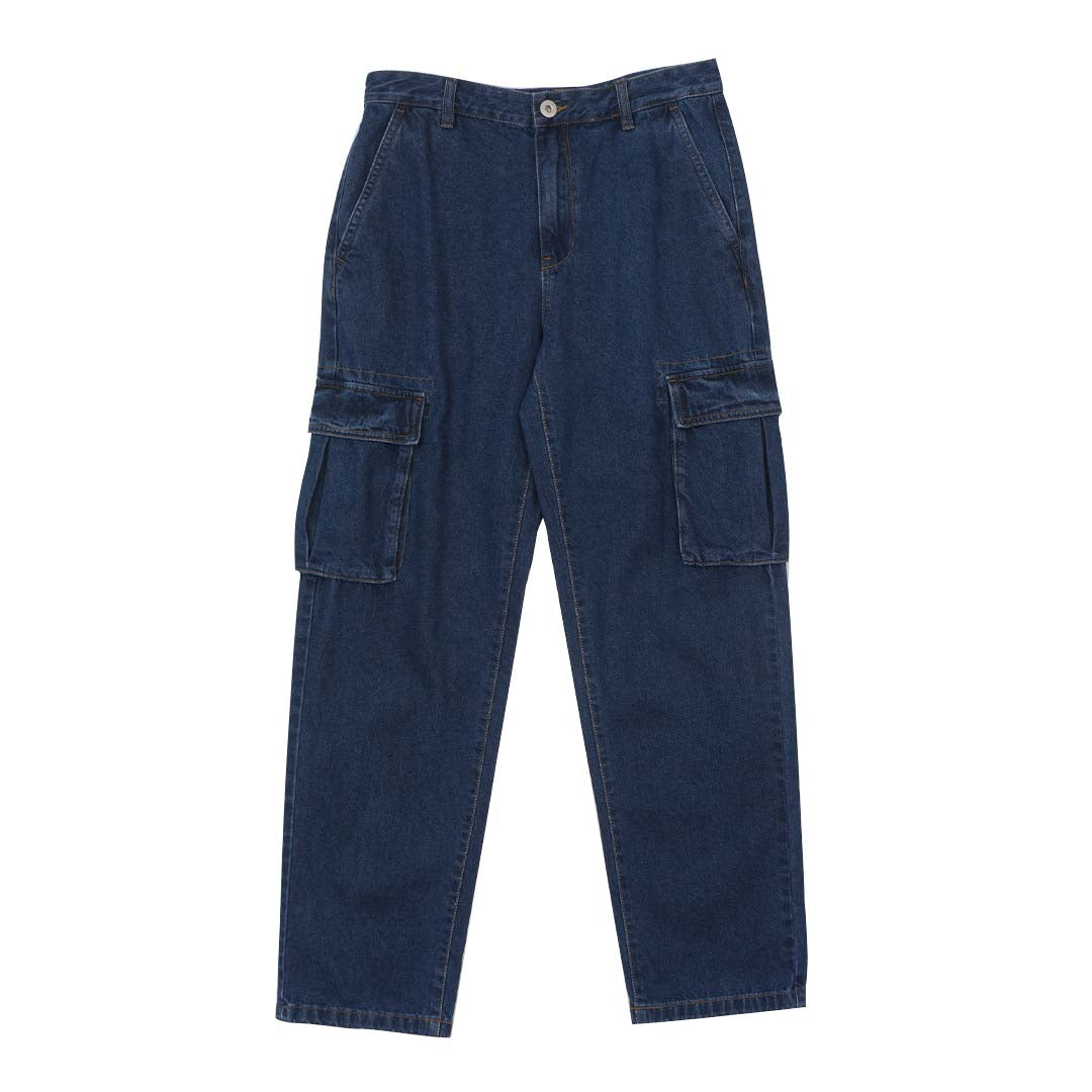 GIORDANO Men's Cotton Denim Mid Rise Relax Fit Cargo Jeans (01115043)