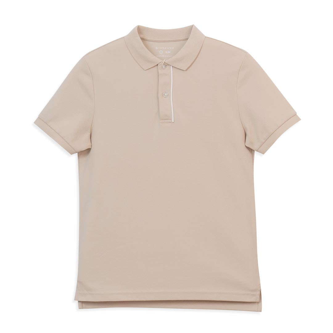 GIORDANO Men's Cotton Nylon Pique Slim Fit Solid Polo (01016275)