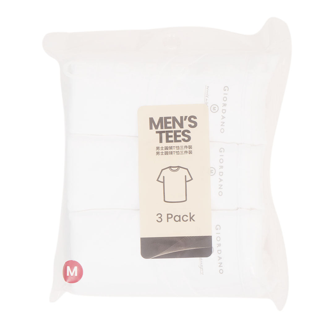 GIORDANO Men's 3-in-a-Pack Cotton Jersey Crew Neck Slim Tee (01246104)
