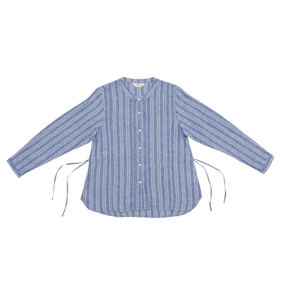 GIORDANO Women's Linen Cotton Dobby Stand Collar Long Sleeves Comfort Fit Shirt (05345219)