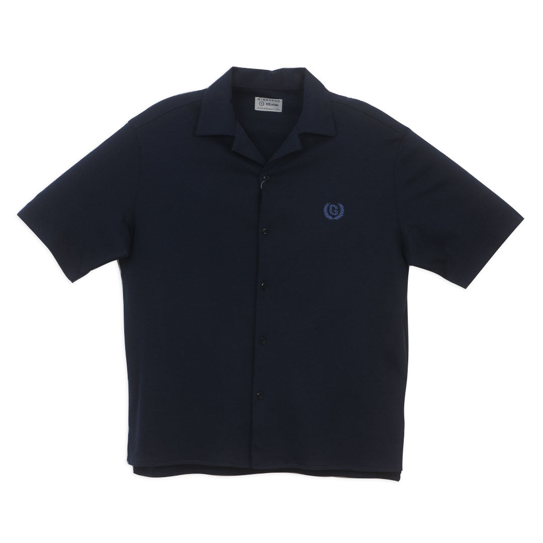 GIORDANO Men's Cotton Interlock Short Sleeves Relax Fit Embroidery Shirt (01046245)