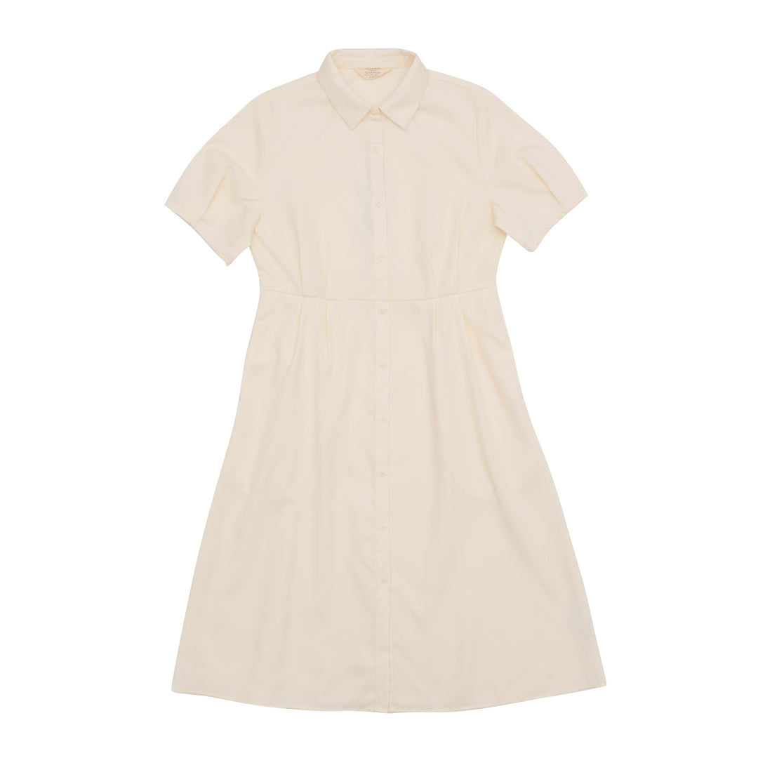GIORDANO Women's Drape Twill Acute Collar Short Sleeves Comfort Fit Dress (05465001)