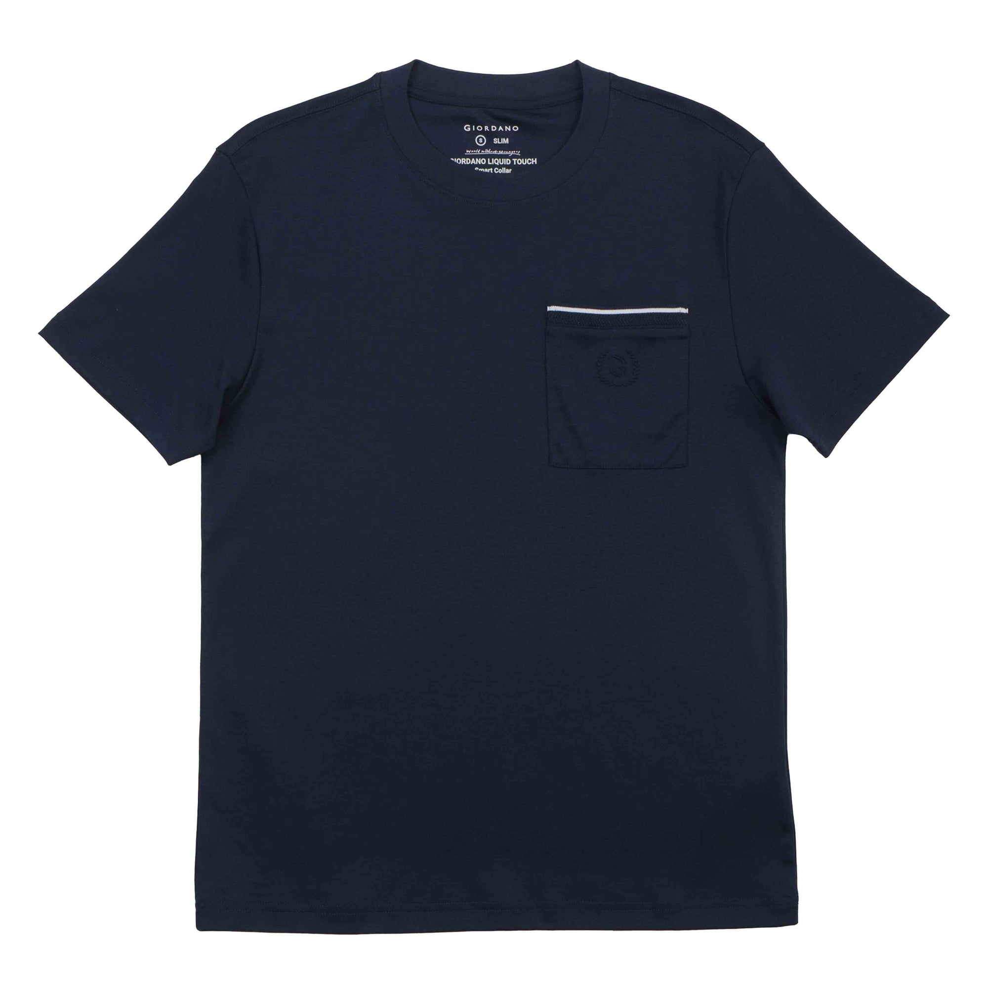 GIORDANO Men's Liquid Touch Crew Neck Slim Fit  Pocket Tee (01025246)