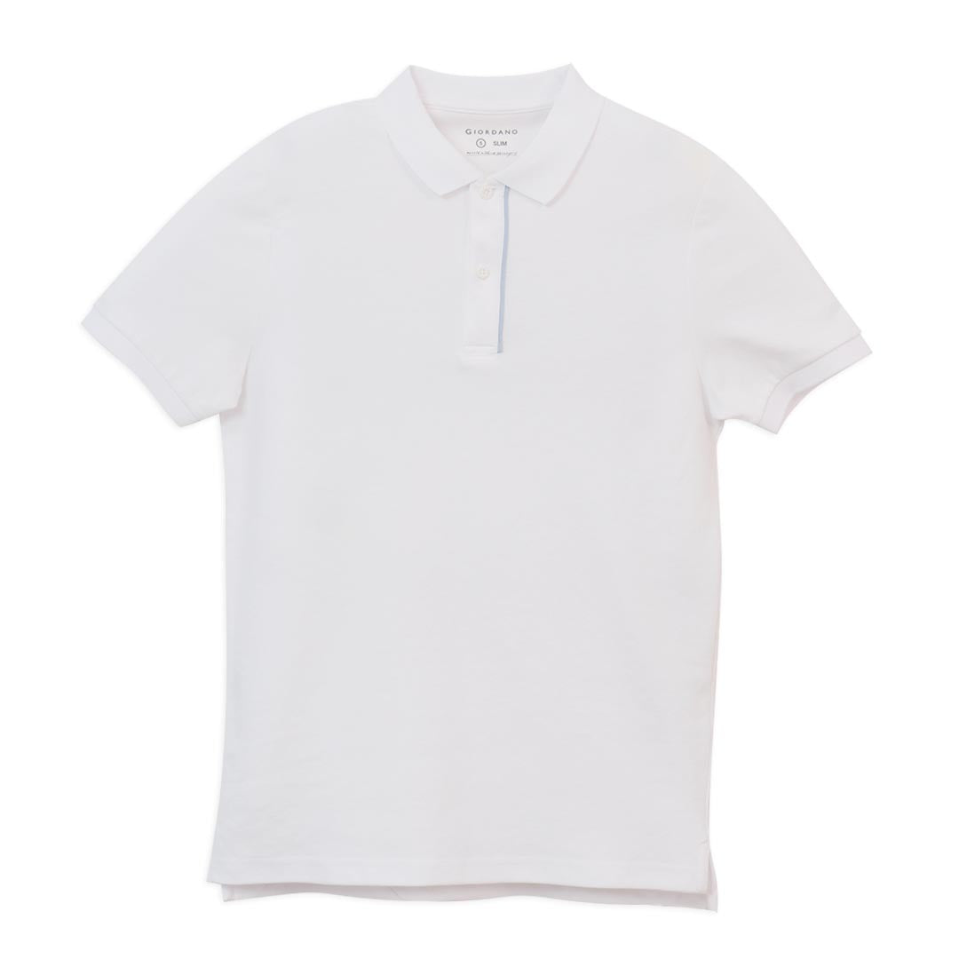 GIORDANO Men's Cotton Nylon Pique Slim Fit Solid Polo (01016275)