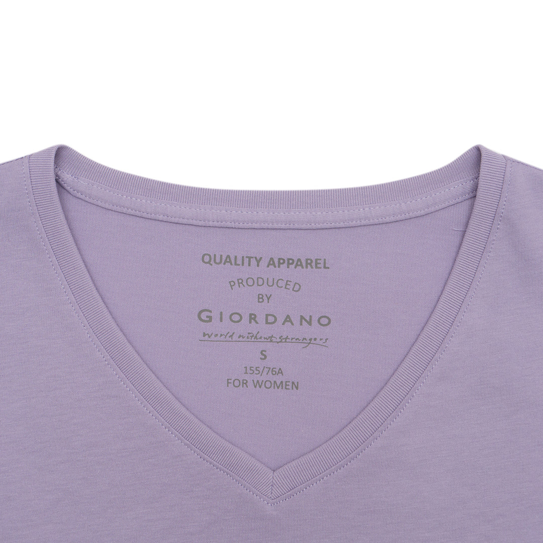 GIORDANO Women's Cotton Jersey V-Neck Tee (05325248)