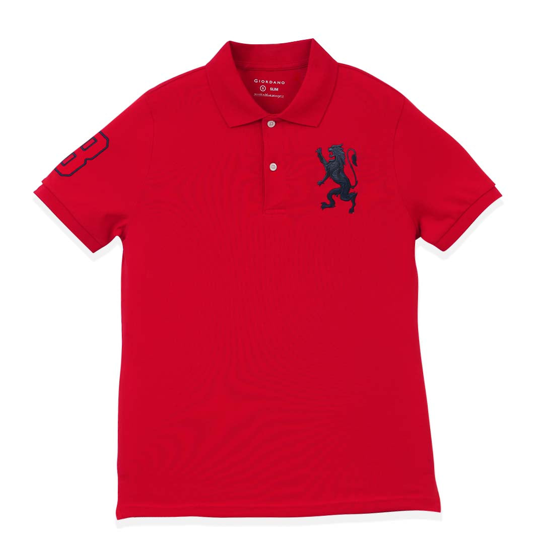 GIORDANO Men's 3D Lion Slim Fit Polo (01016222)