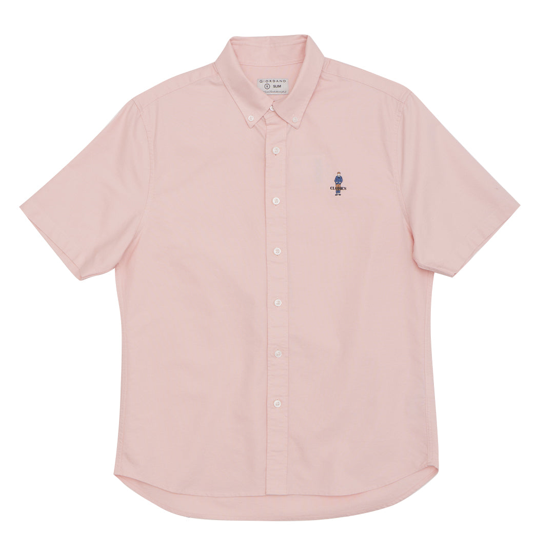 GIORDANO Men's Classic Man Short Sleeves Oxford Shirt (01045294)